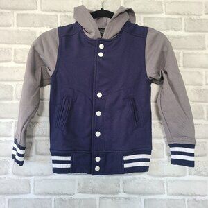 Holloway Youth Small Fleece Hooded Varsity Jacket Blue & Gray